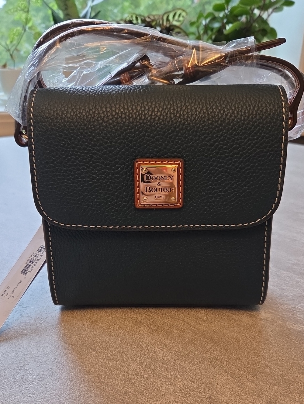 Dooney & Bourke Dark Green Pebble Leather Mini Crossbody